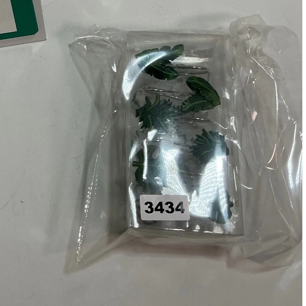 Tropical Green Leaf Shower Curtain Hooks Set of 12 Monstera Palm Foliage Decor